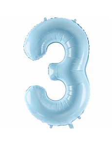 Balão Número 3 Azul Claro